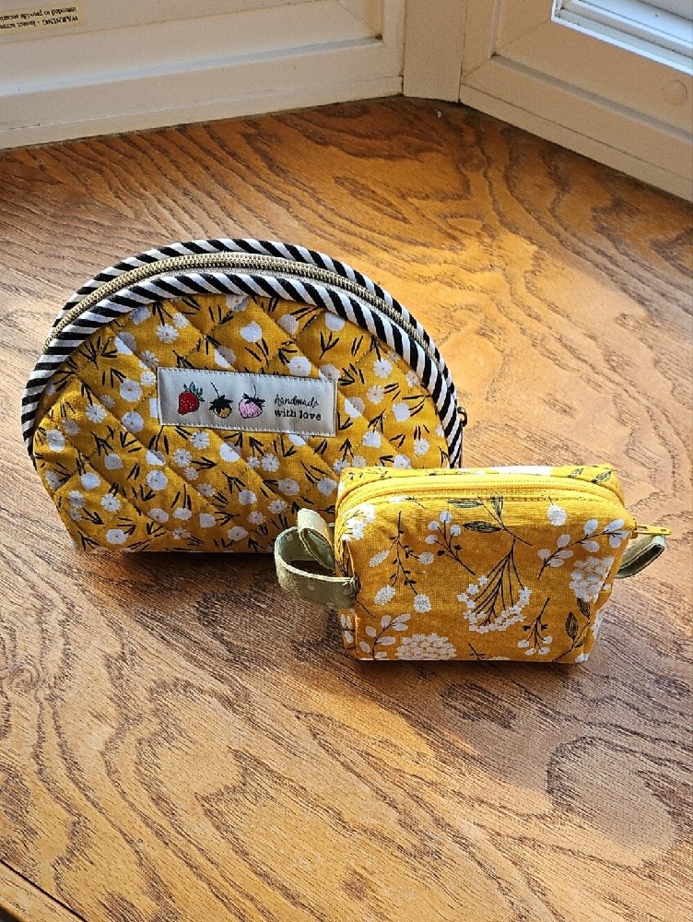 Yellow Floral Cosmetic Pouches